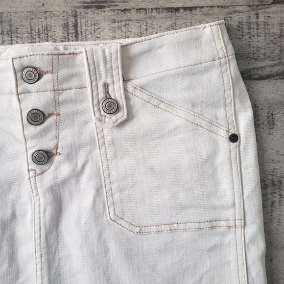 Y2K Express White Washed Button Fly Denim Skirt - Picture 4 of 11